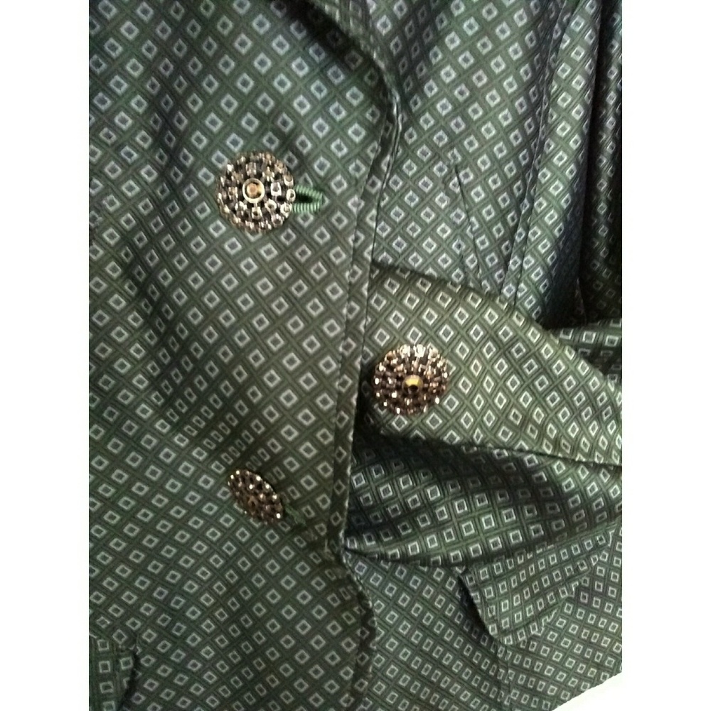 **SALE**DANA BUCHMAN GREEN BROCADE TEXTURED JACKET - Picture 4 of 4
